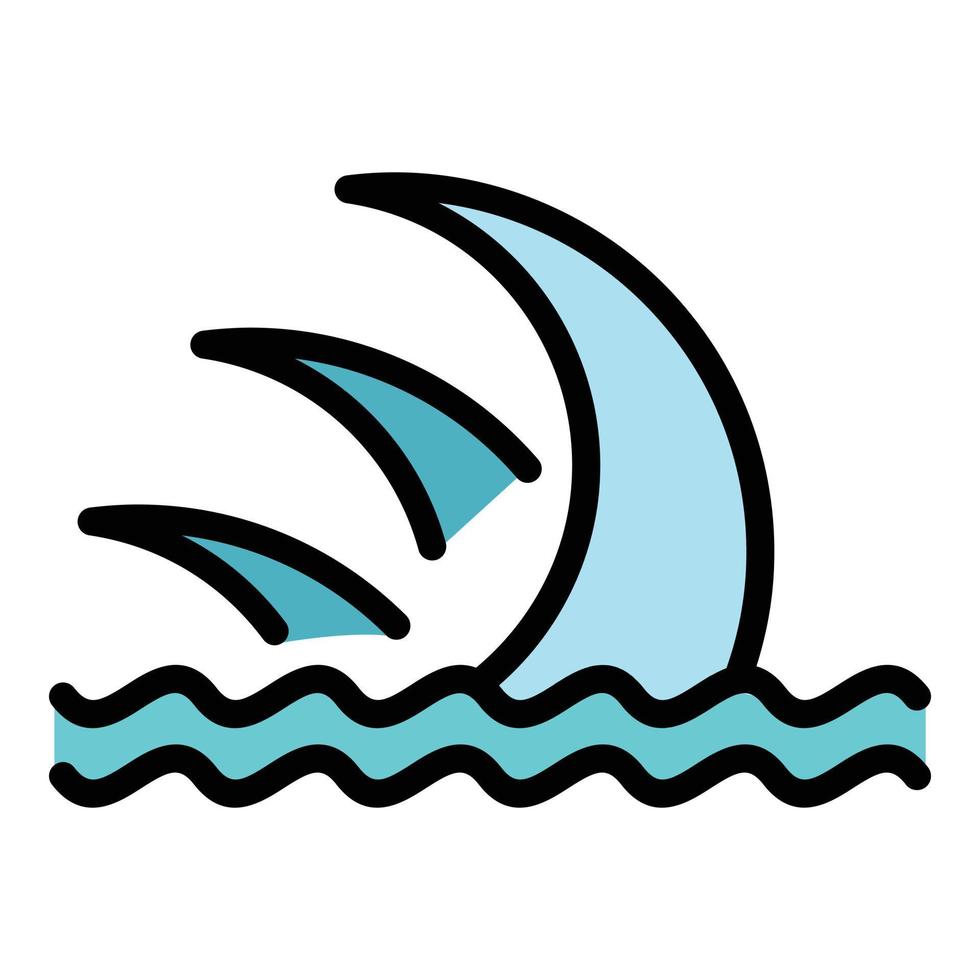 Meer Tsunami Symbol Farbe Umriss Vektor