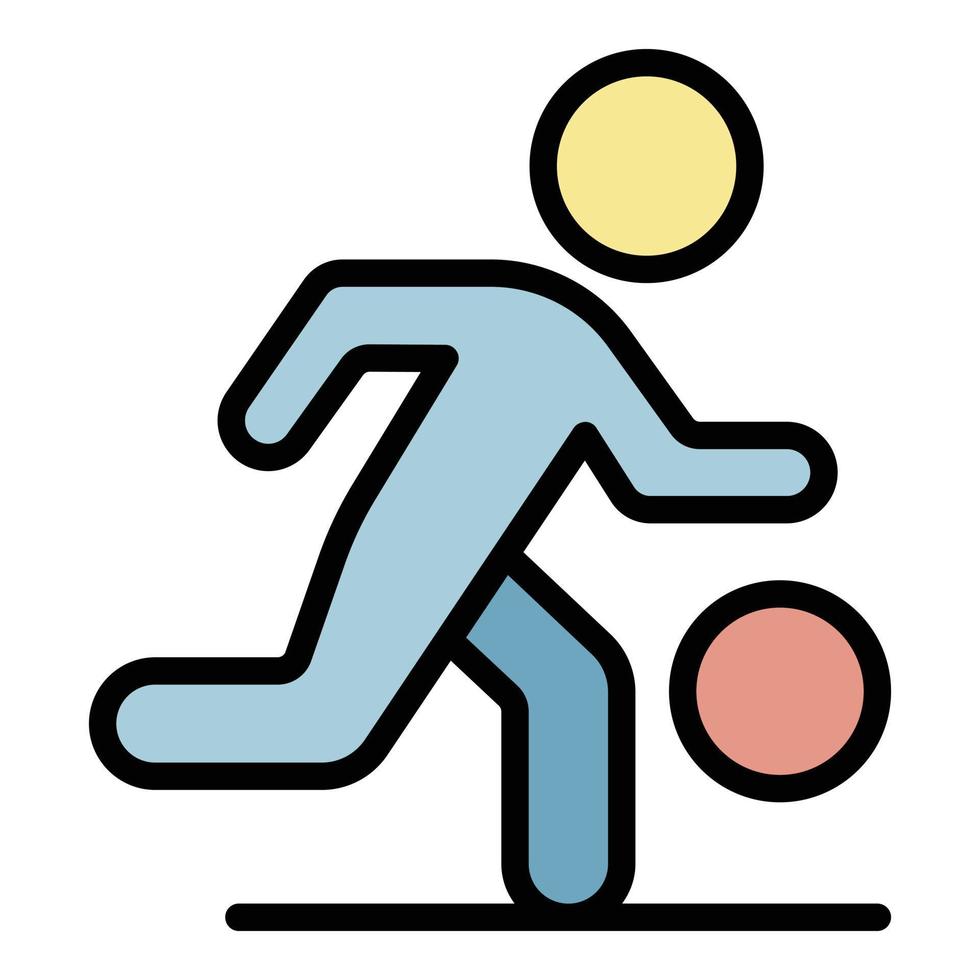 Fußballspieler laufen Symbol Farbe Umriss Vektor