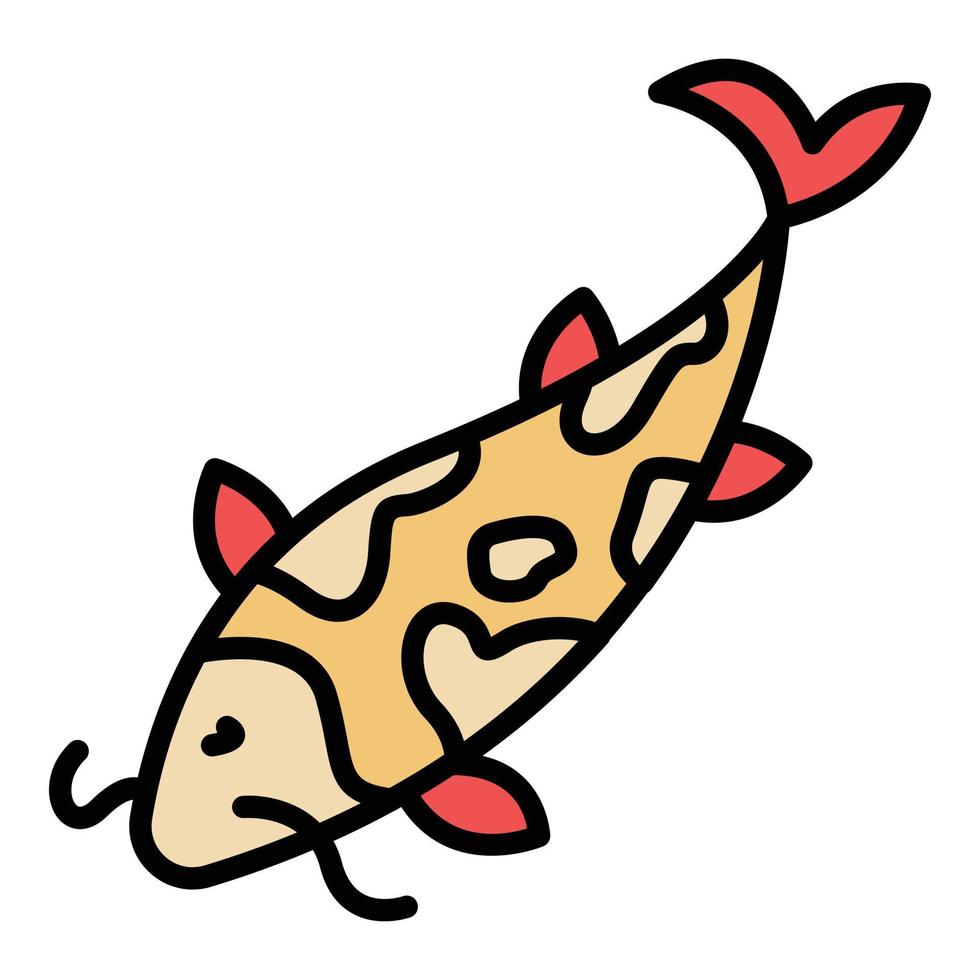 koi karp fisk ikon Färg översikt vektor