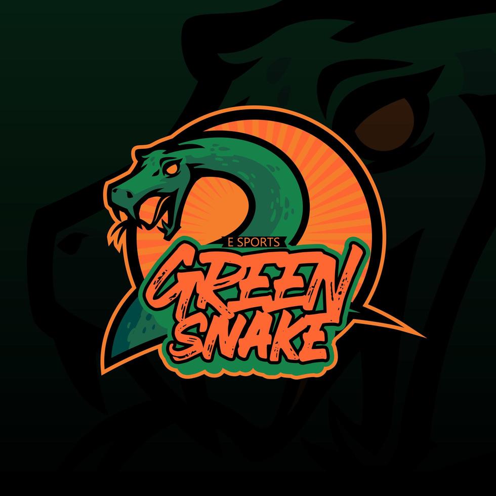 Hand gezeichnet von der grünen Schlangenillustration für T-Shirt, Tapete, Logo oder Tätowierung. grüne Schlangenillustration lokalisiert auf dunklem Hintergrund. vektor