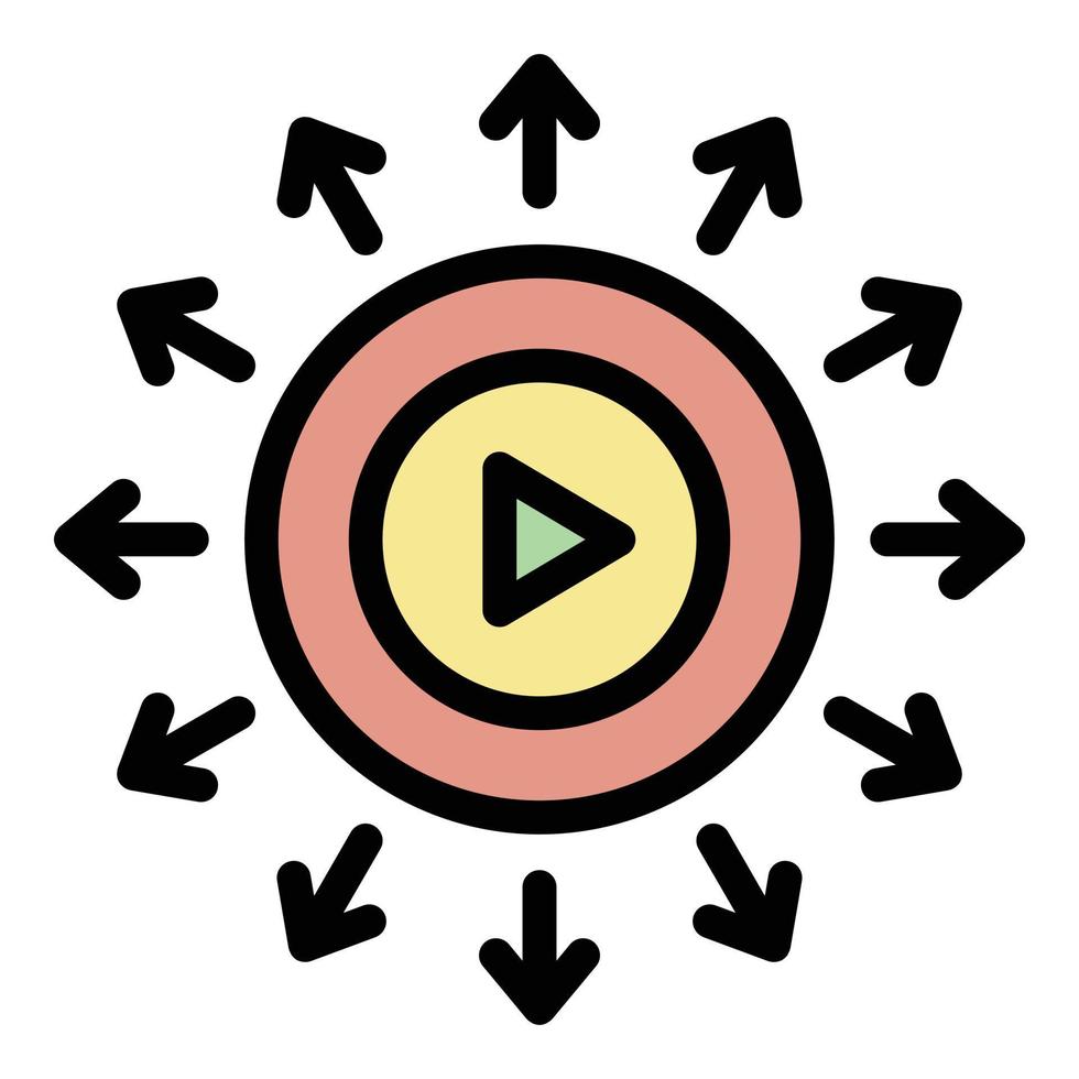 globaler Video-Story-Symbol Farbumrissvektor vektor