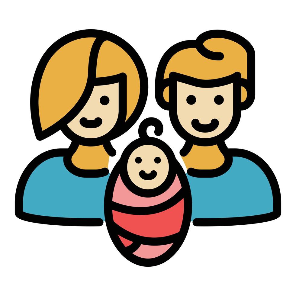 främja familj bebis ikon Färg översikt vektor