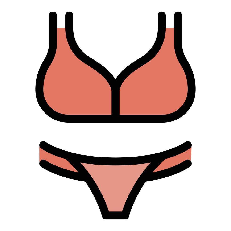 Bikini Badeanzug Symbol Farbe Umriss Vektor