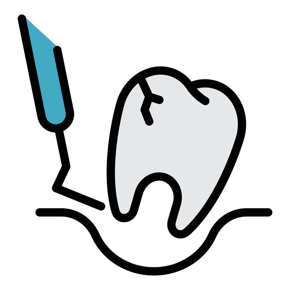 extraktion av en sjuklig tand ikon Färg översikt vektor