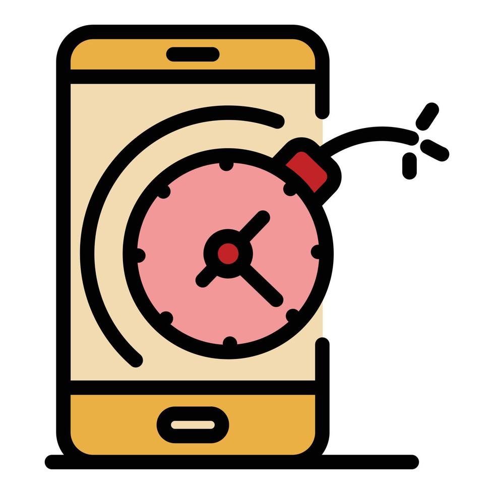 smartphone och tid bomba ikon Färg översikt vektor