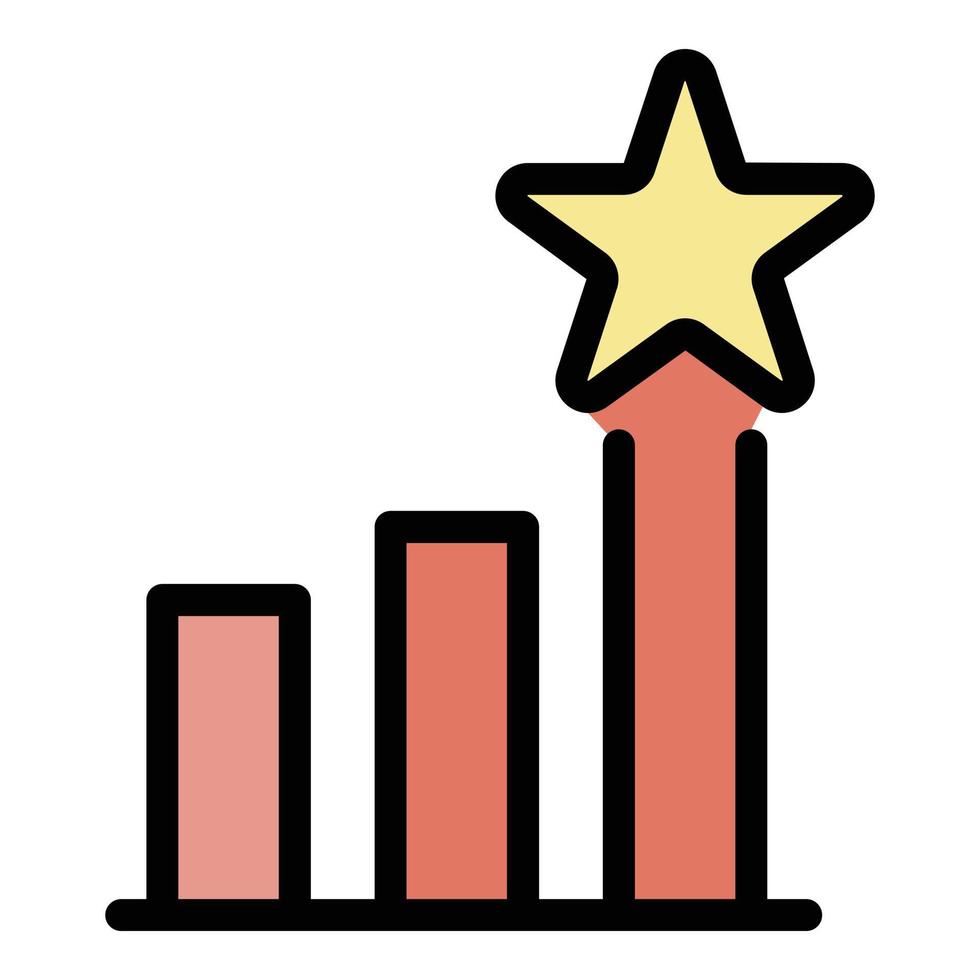 Diagram och stjärna ikon Färg översikt vektor