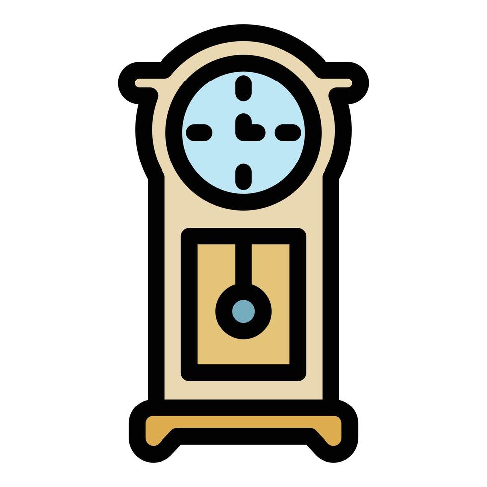 Stunde Pendel Uhr Symbol Farbe Umriss Vektor