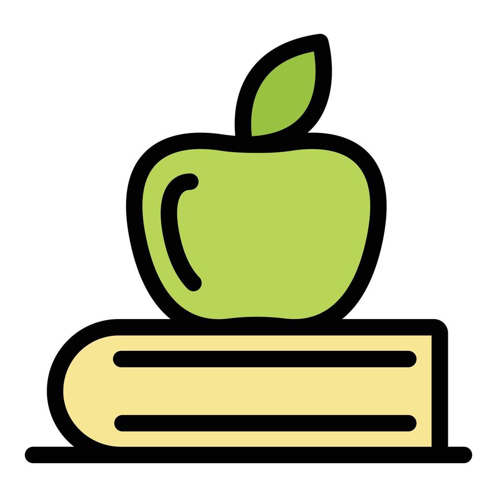 Apfel auf Business-Buch-Symbol Farbumrissvektor vektor
