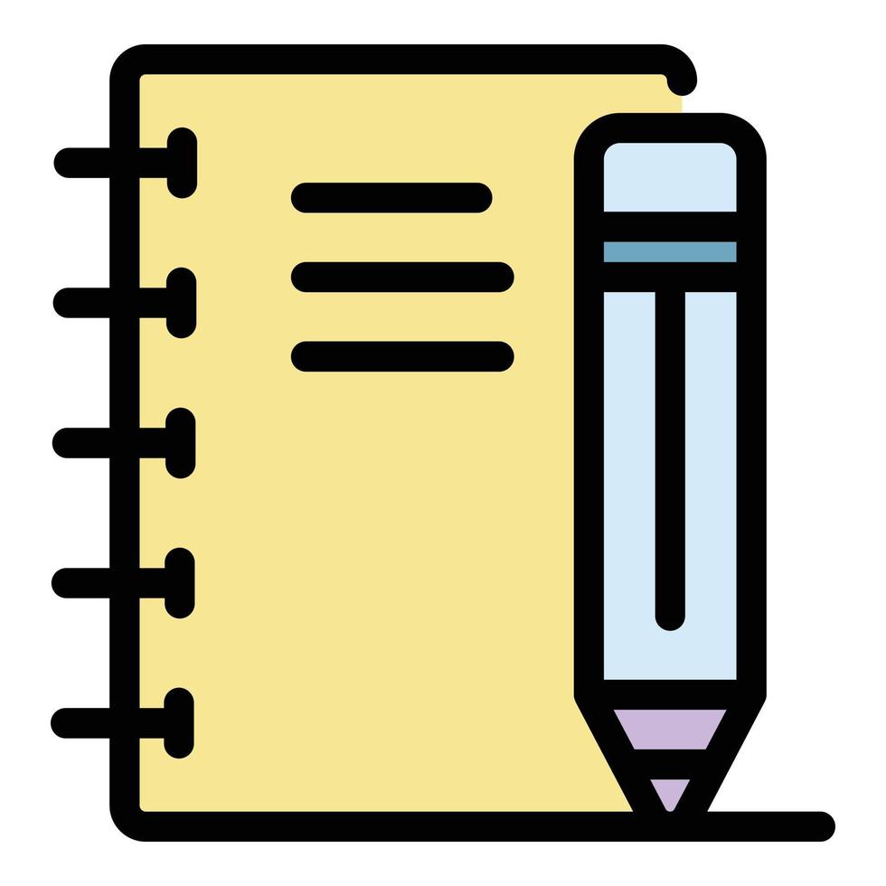 Notebook Bleistift Symbol Farbe Umriss Vektor