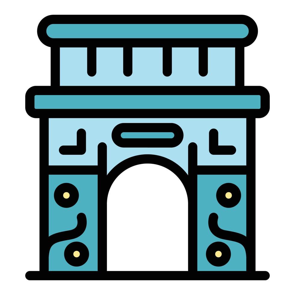 Pariser Triumphbogen Symbol Farbe Umriss Vektor