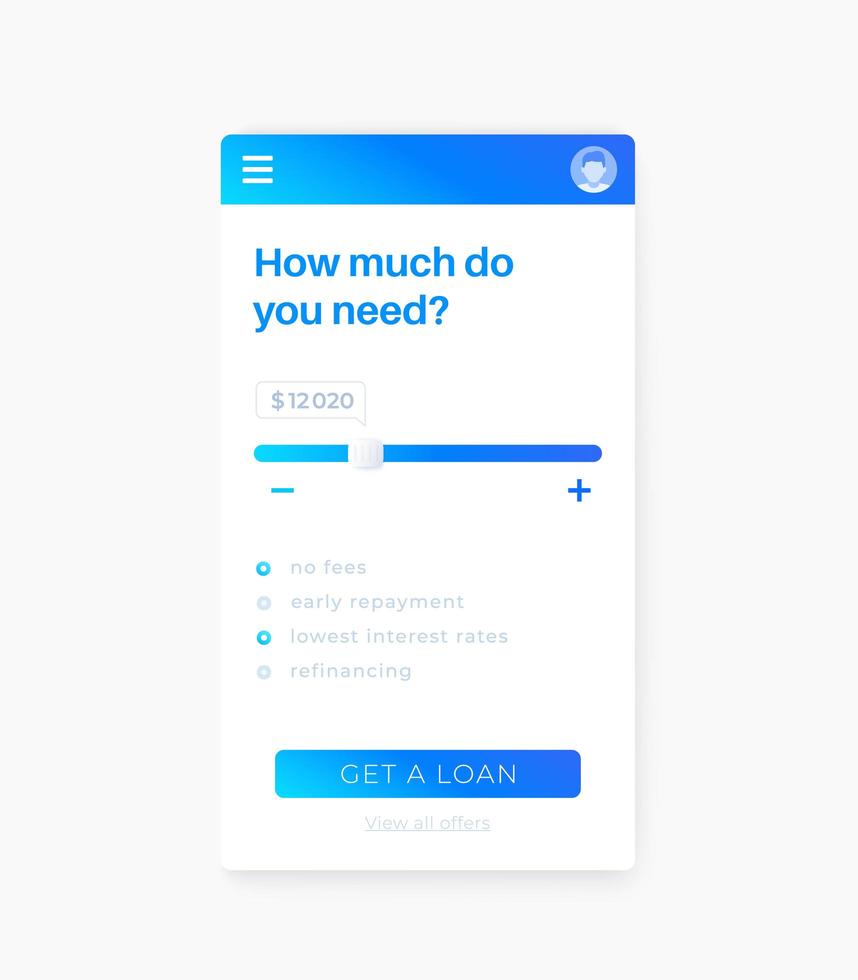 låneapp, mobil mobil ui vektor