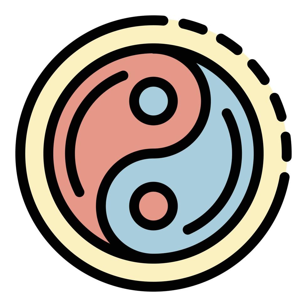 yin yang tecken ikon Färg översikt vektor