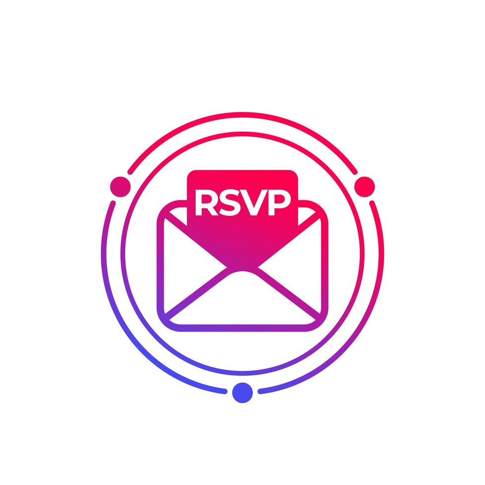rsvp-ikon med kuvert, vektor