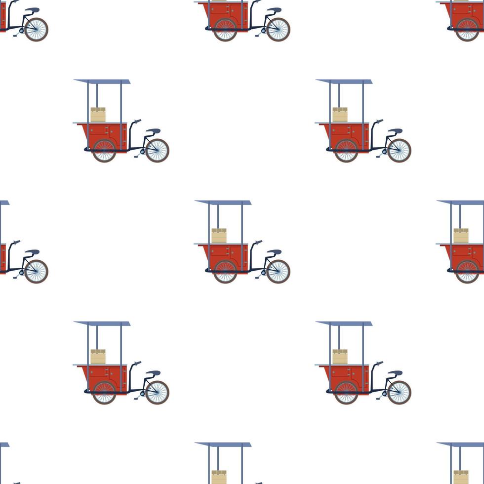 trehjuling handel vagn mönster sömlös vektor