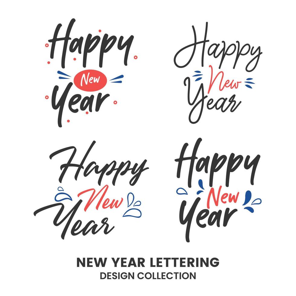 Lycklig ny år typografi tecken. vektor text kompositioner samling