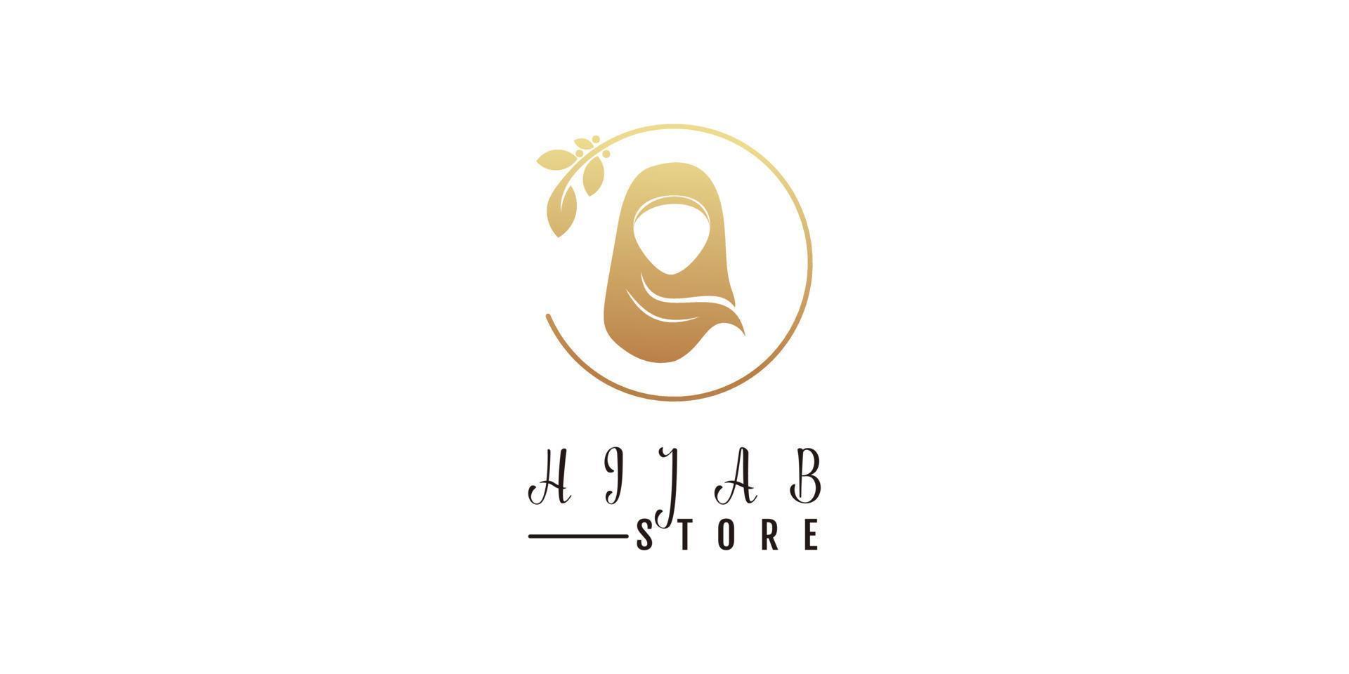 Beauty-Hijab-Logo mit floralem Elementdesign für Hijab-Store-Icon-Vorlage vektor