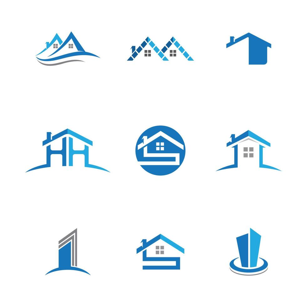 Design von Immobilien- und Konstruktionslogos vektor