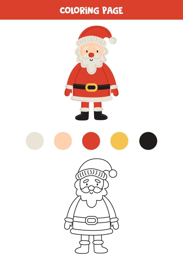 Farbe süßer Cartoon-Weihnachtsmann. Arbeitsblatt für Kinder. vektor