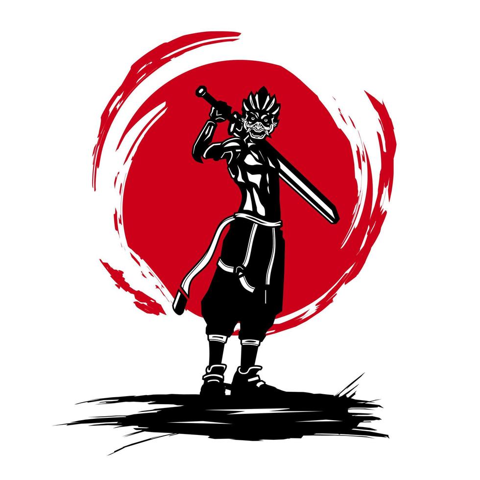 samuraj de japansk kämpe man design för t-shirt och handelsvaror. abstrakt vektor logotyp illustration.