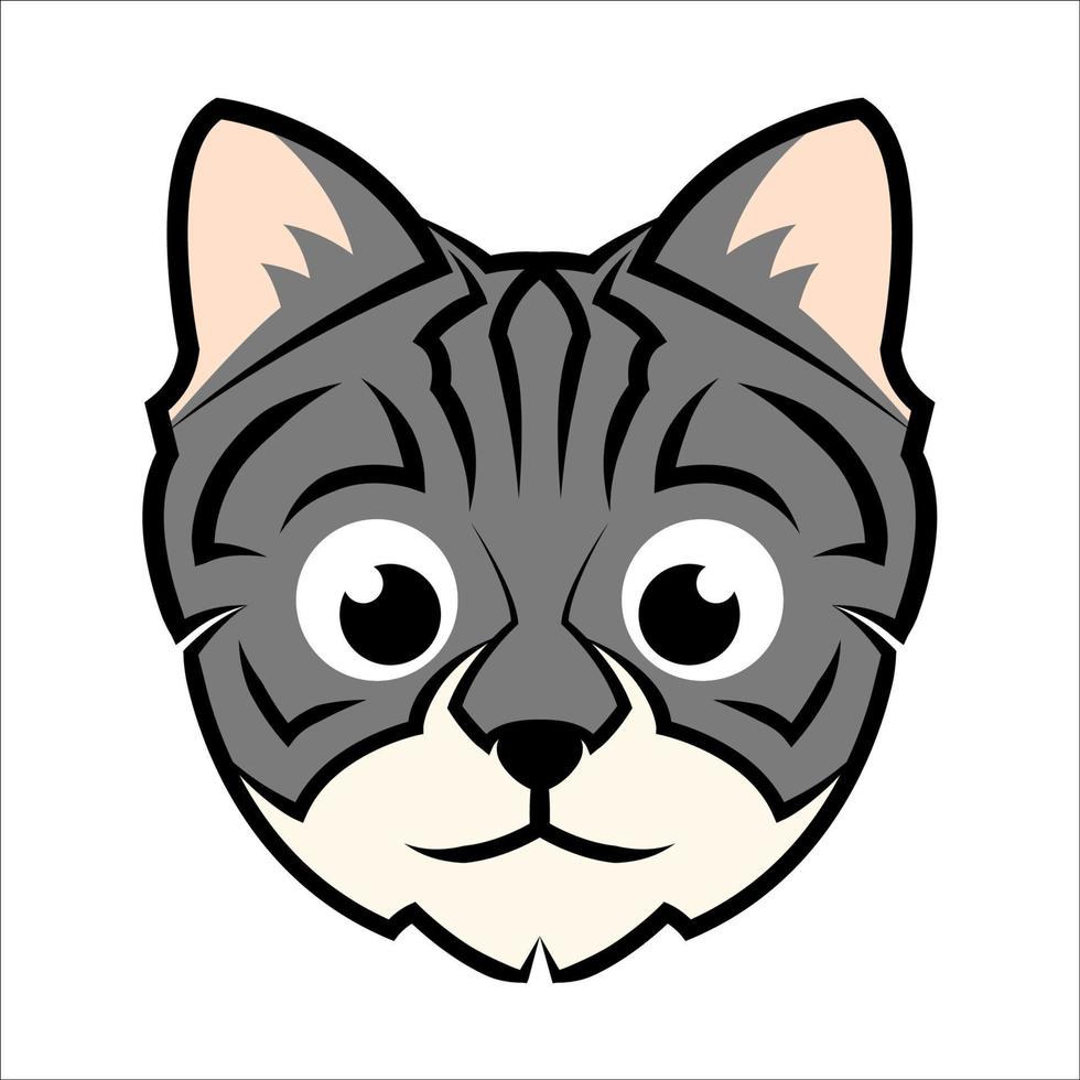 Färg bild av söt katt huvud. Bra använda sig av för symbol, maskot, ikon, avatar, tatuering, t-shirt design, logotyp eller några design. vektor