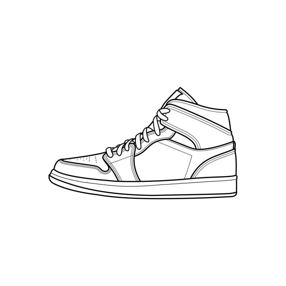 vektor illustration av svart och vit sneakers, basketboll skor ungdom skor