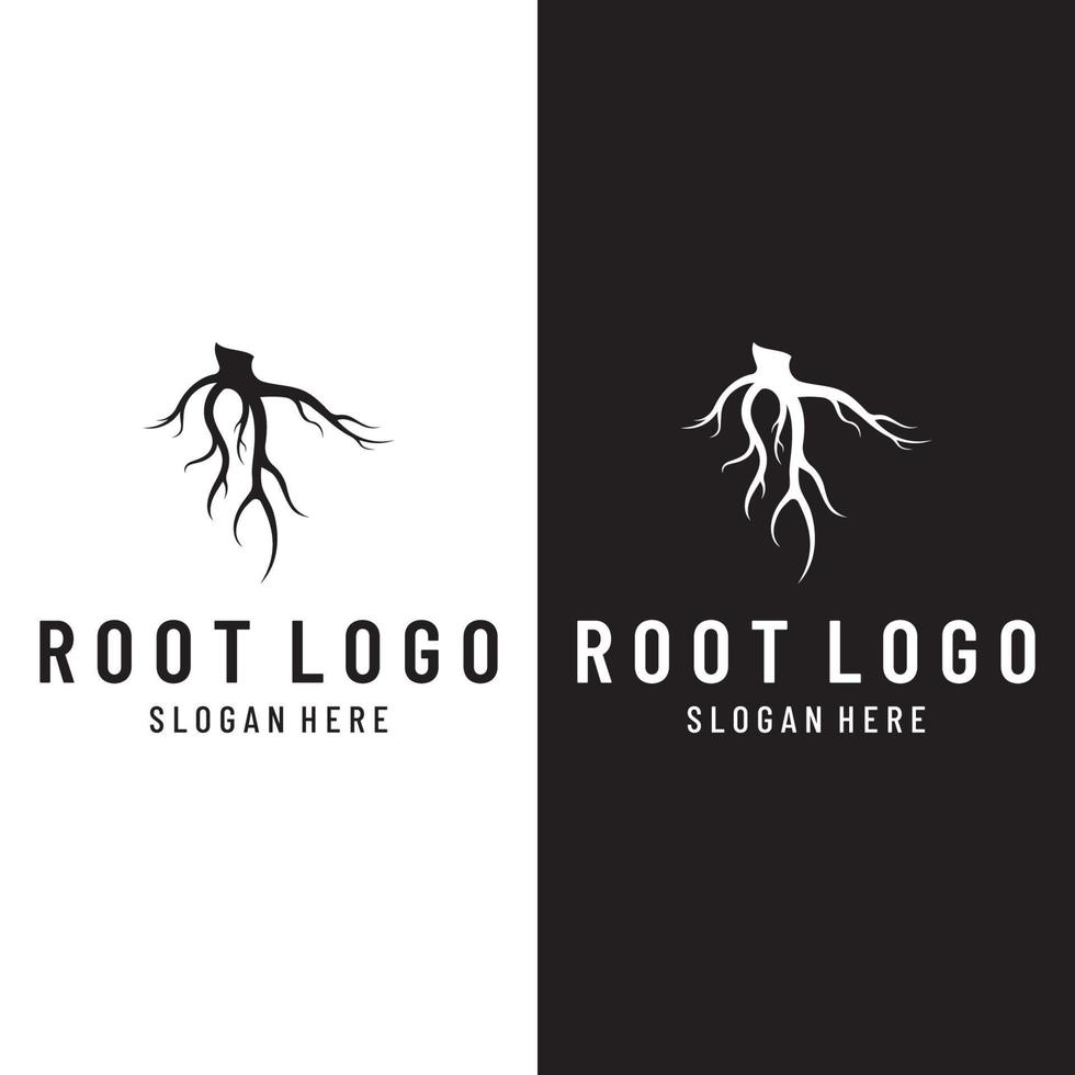 enda och fibrös träd rot naturlig abstrakt logotyp kreativ mall design. vektor