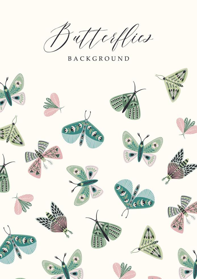 Vektor-Schmetterlinge-Hintergrund. vorlage für karten, poster, flyer, cover, wohnkultur und andere zwecke. vektor