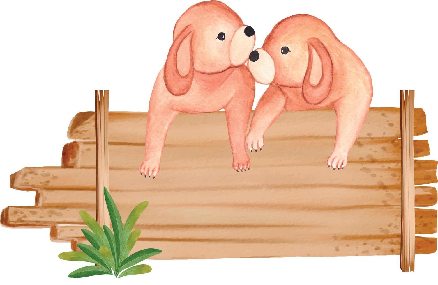 hund valentine dag par hund vattenfärg ClipArt vektor