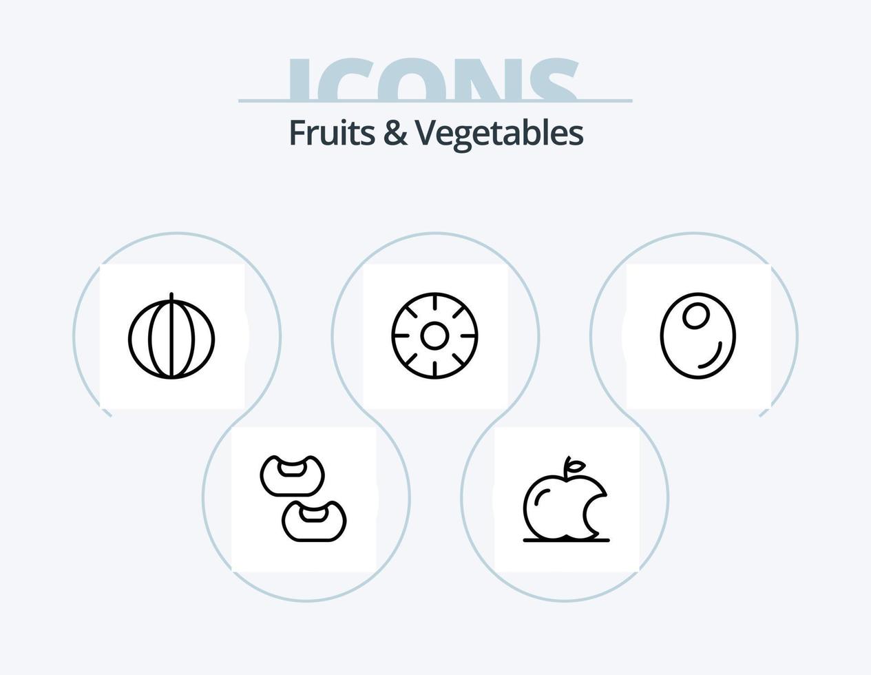 Obst und Gemüse Linie Icon Pack 5 Icon Design. Intellekt. Apfel. Früchte. Gemüse. gesund vektor