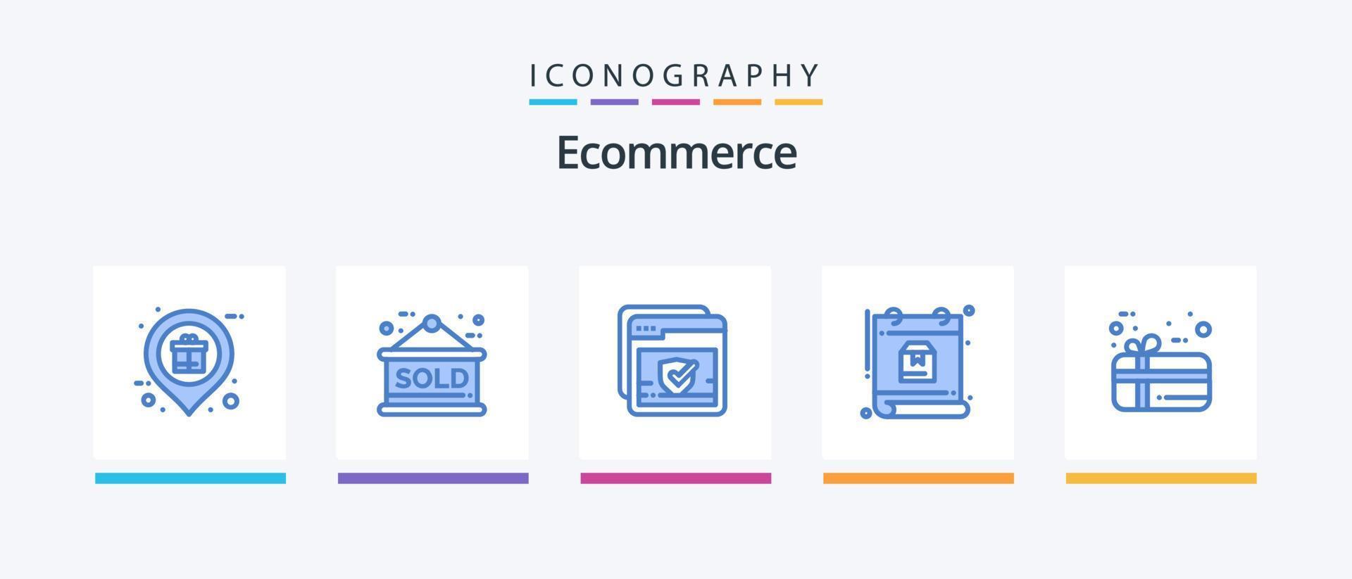 E-Commerce Blue 5 Icon Pack inklusive Geschenk. Zeitplan. nicht verfügbar. Tag. Netz. kreatives Symboldesign vektor