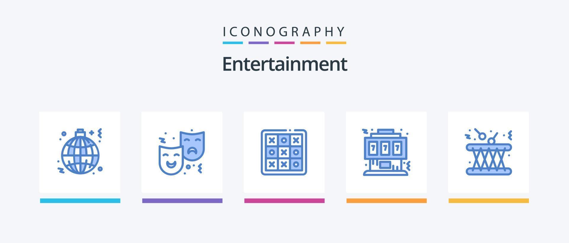 Entertainment Blue 5 Icon Pack inklusive Controller. Spiel. Zirkus. Spiel. Tick. kreatives Symboldesign vektor