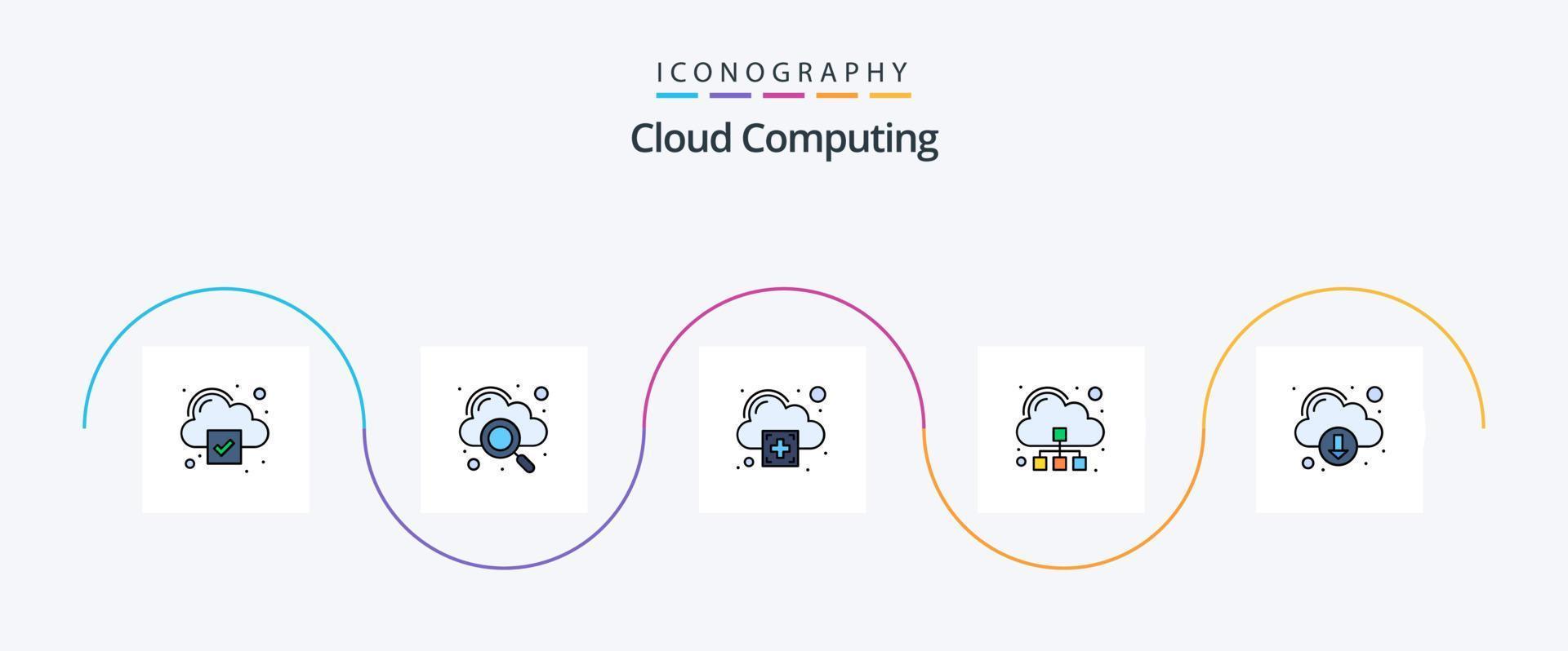 moln datoranvändning linje fylld platt 5 ikon packa Inklusive teknologi. Lägg till. server. moln vektor
