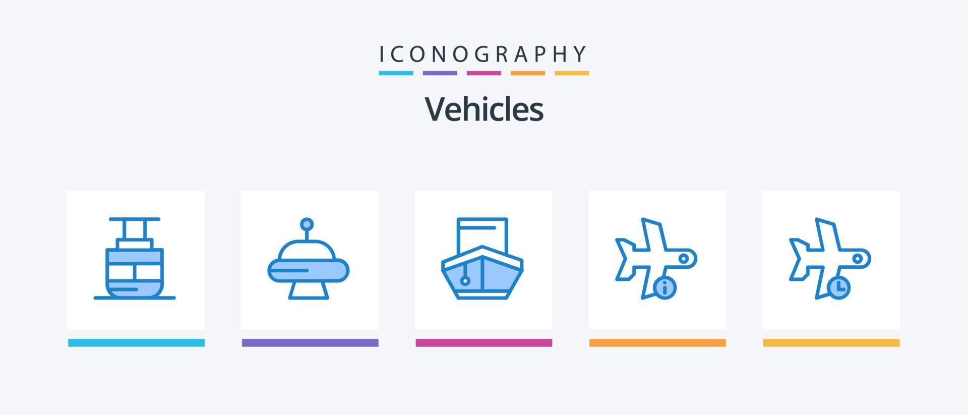 fordon blå 5 ikon packa Inklusive dröjsmål. transport. fylld. plan. flyg. kreativ ikoner design vektor