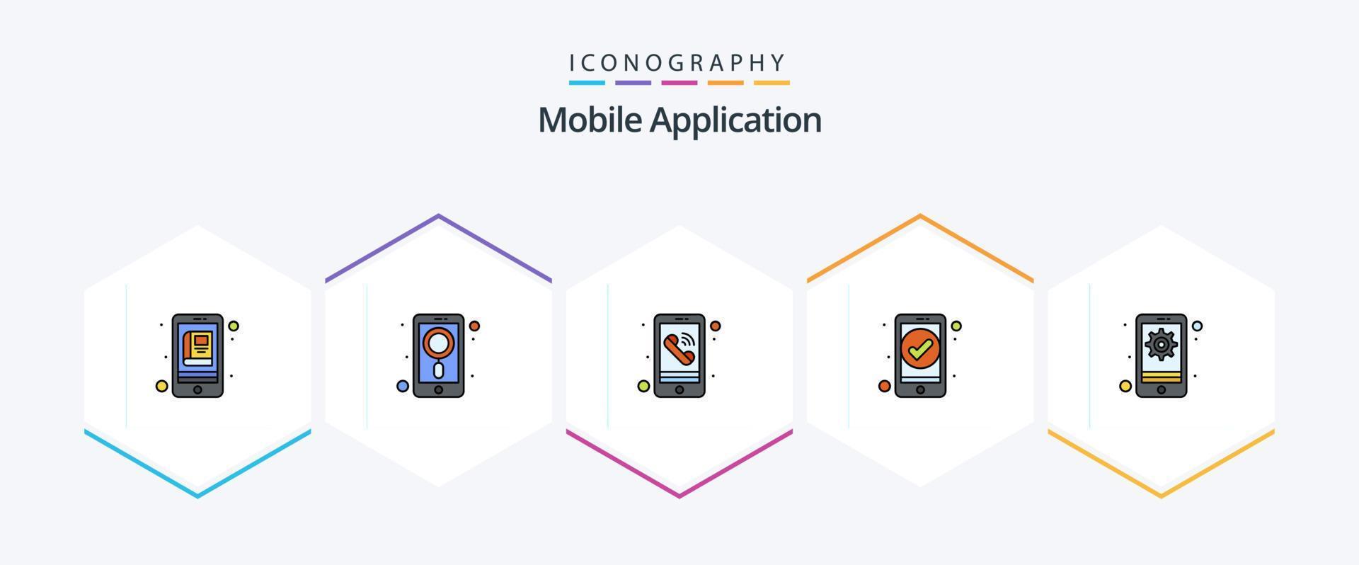 mobil Ansökan 25 fylld linje ikon packa Inklusive mobil. ui. app. grundläggande. app vektor