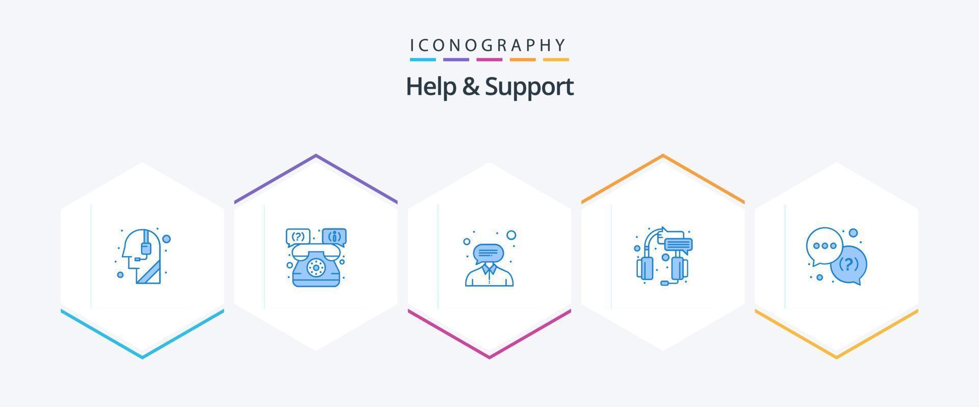 hjälp och Stöd 25 blå ikon packa Inklusive hjälp. service. konsult. Stöd. Centrum vektor