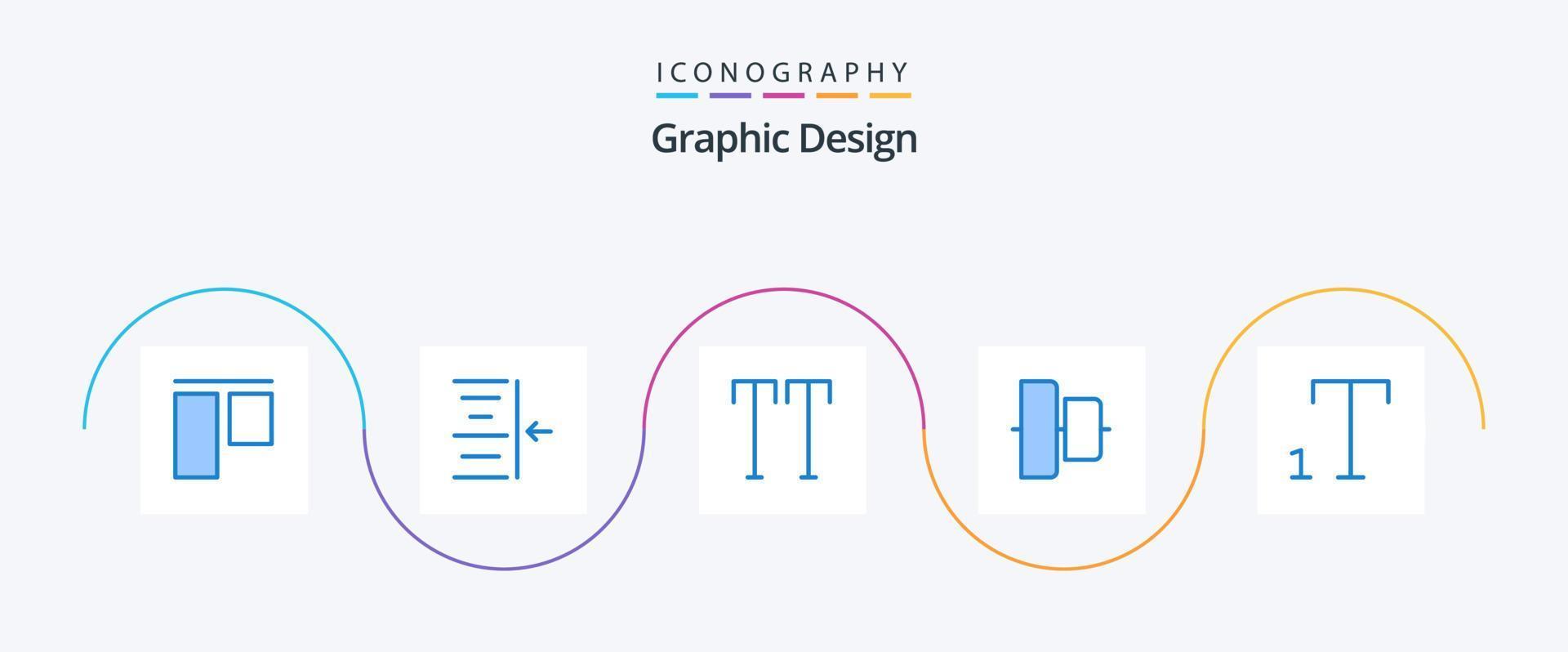 design blå 5 ikon packa Inklusive . text. font vektor