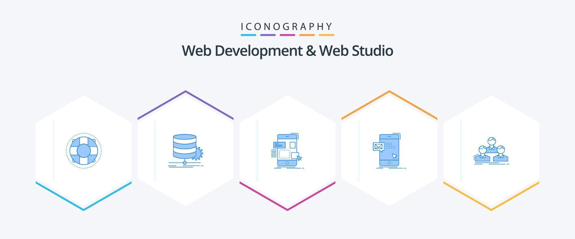 webb utveckling och webb studio 25 blå ikon packa Inklusive omedelbar. bulk. diagram. ux. design vektor