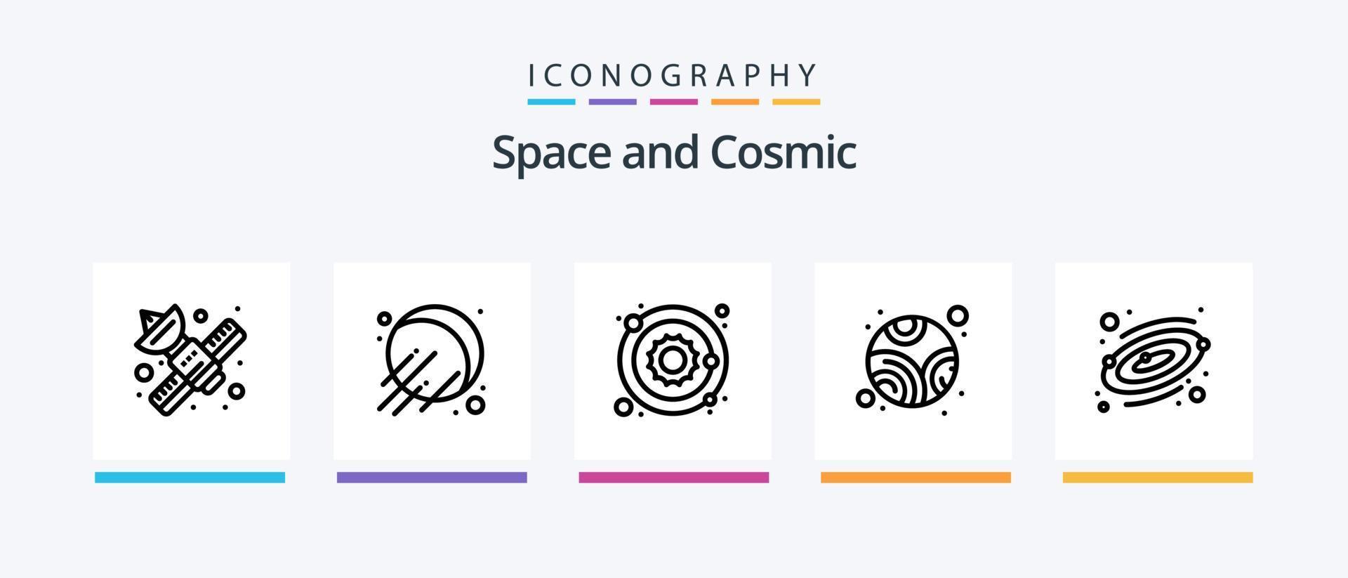 Space Line 5 Icon Pack inklusive Empfänger. Medien. Satellit. Kommunikation. Erde. kreatives Symboldesign vektor