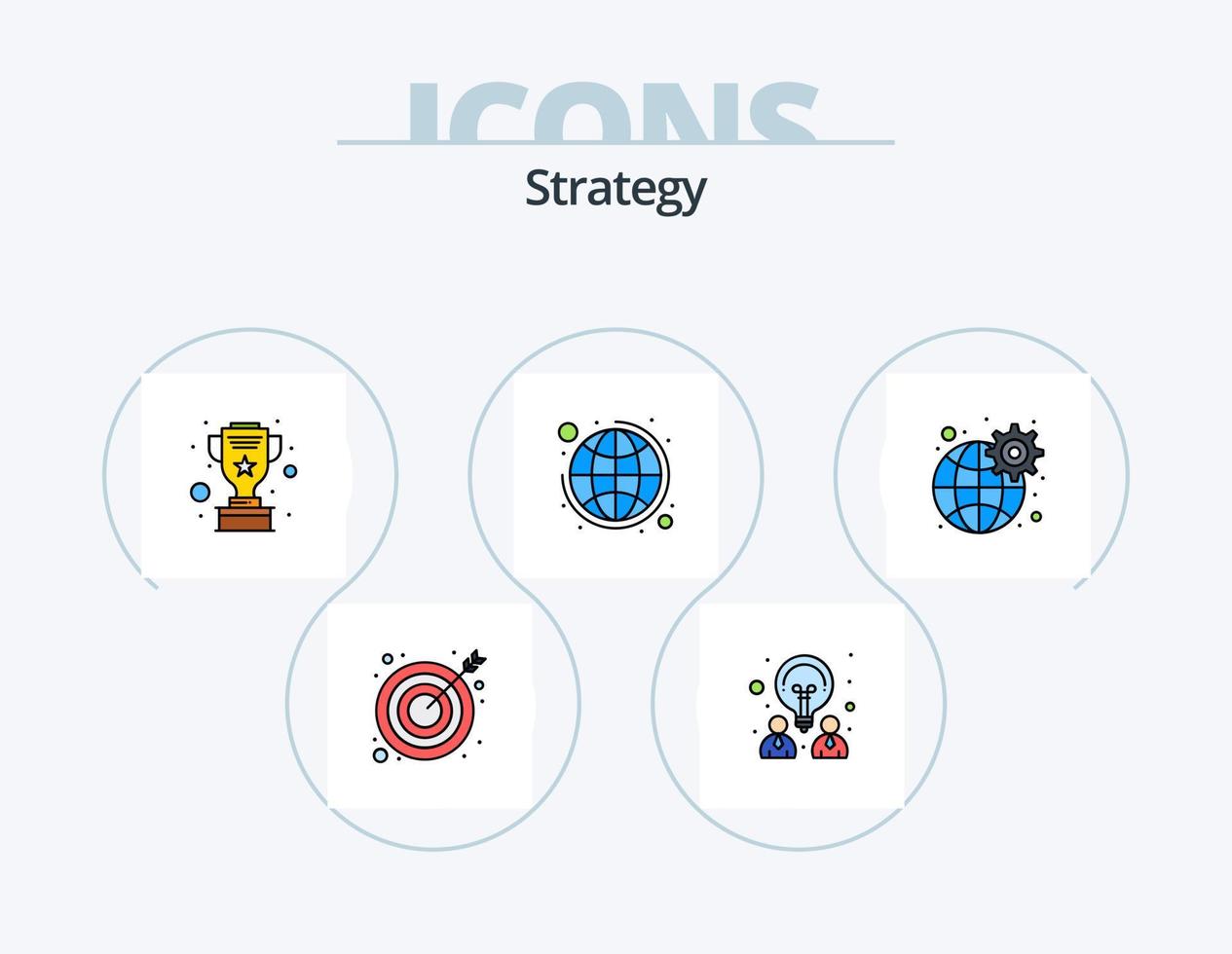 strategi linje fylld ikon packa 5 ikon design. . raket. finansiera. bärbar dator. delning vektor