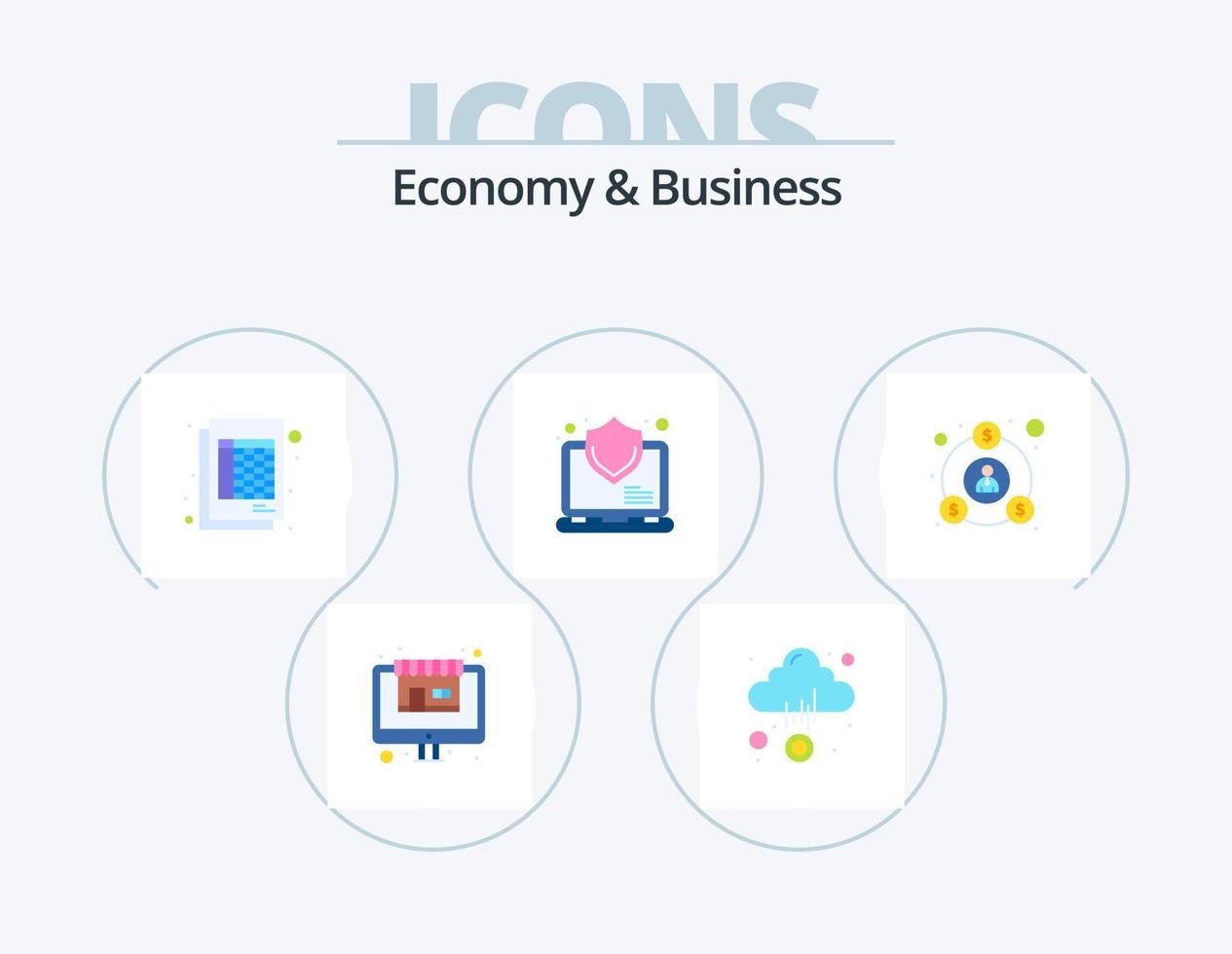 Wirtschaft und Business Flat Icon Pack 5 Icon Design. Finanzen. Sicherheit. dokumentieren. Sicherheit. Computer vektor