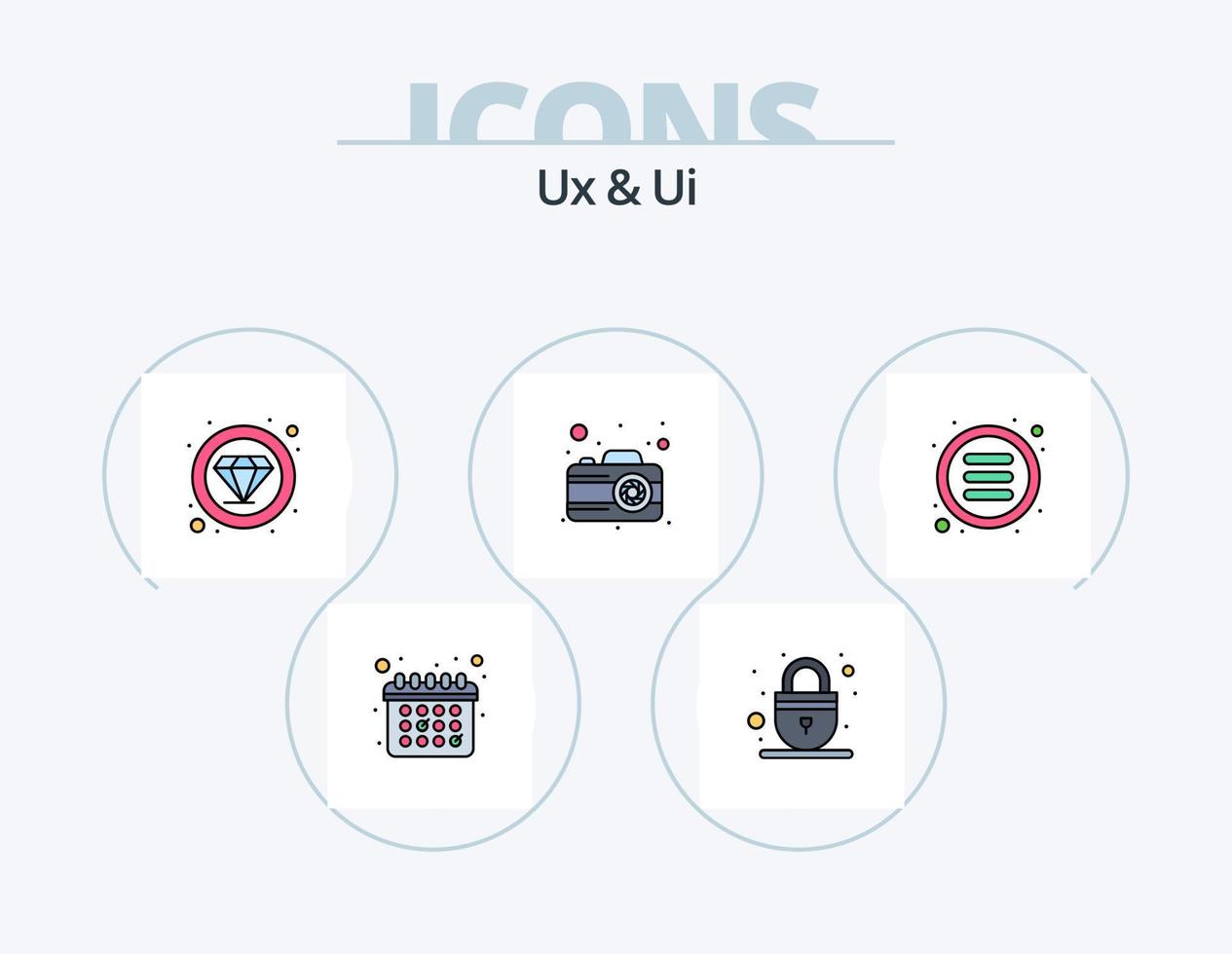 UX- und UI-Linie gefüllt Icon Pack 5 Icon Design. Werkzeug. App. Volumen. malen. rgb vektor