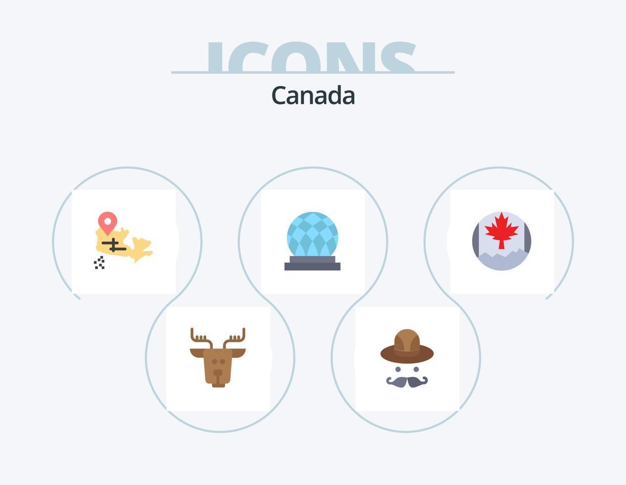 Kanada Flat Icon Pack 5 Icon Design. . Blatt. Karte. Kanada. Stadt vektor