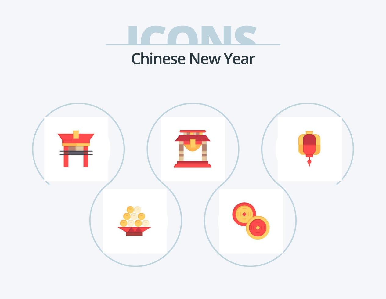 chinesisches neues jahr flaches symbolpaket 5 symboldesign. Tor. Jahr. Neujahr. neu. China vektor