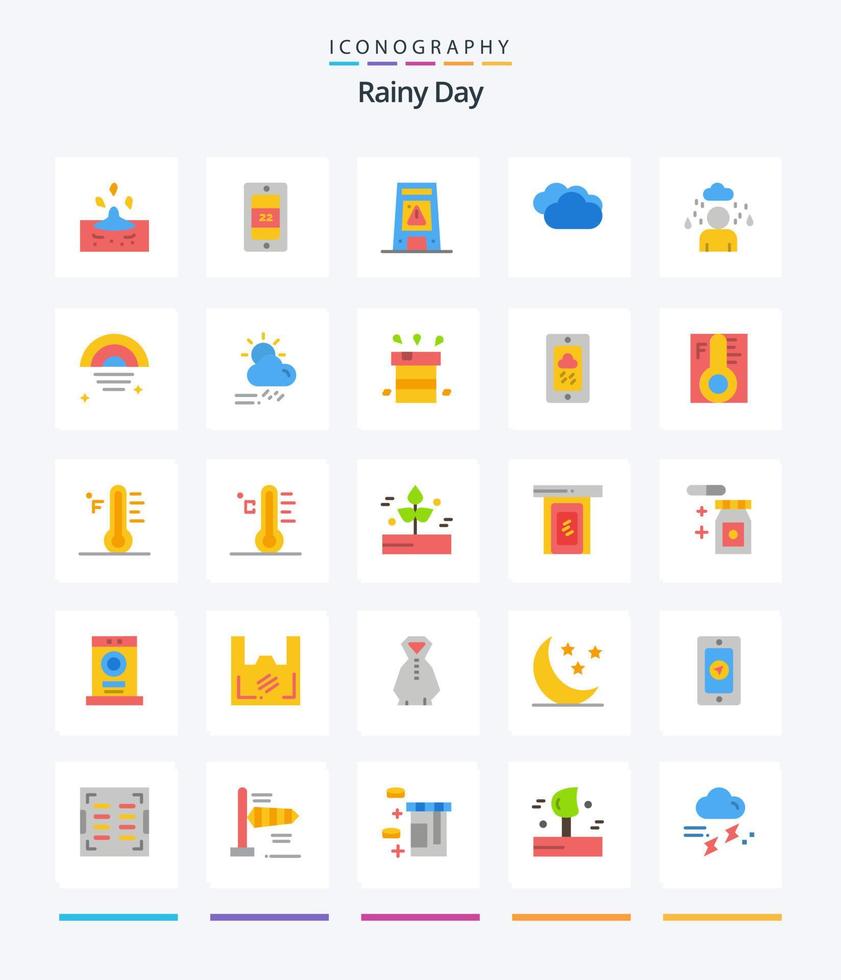 kreatives regnerisches 25 flaches Icon Pack wie Cloud. regnerisches Wetter. Signal. regnen. Wolke regnet vektor