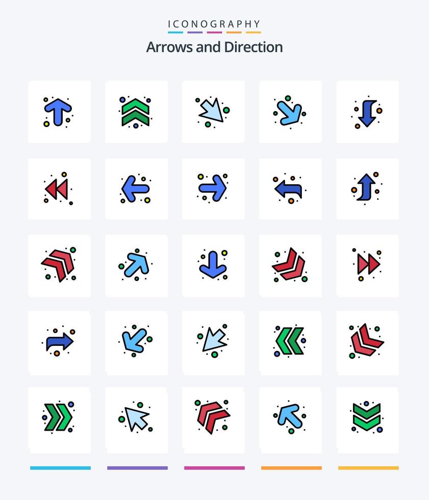 kreativ pil 25 linje fylld ikon packa sådan som pil. tillbaka. ner. pil. vänster vektor