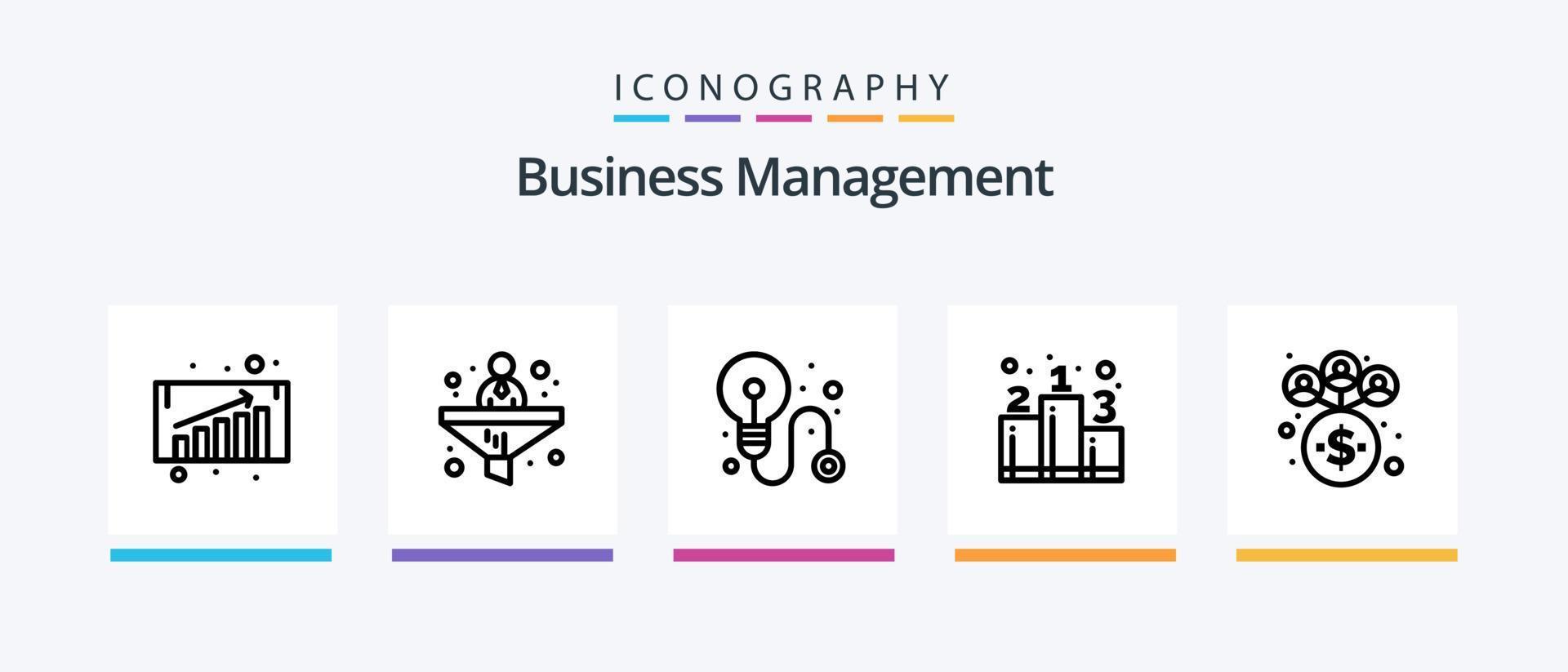 Business Management Line 5 Icon Pack inklusive Business. Diagramm. Geschäft. Geschäft. Marmelade. kreatives Symboldesign vektor