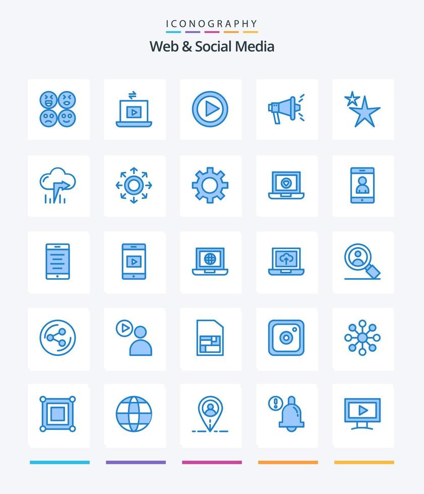 kreativ webb och social media 25 blå ikon packa sådan som pil. stjärna. spela. form. viral vektor