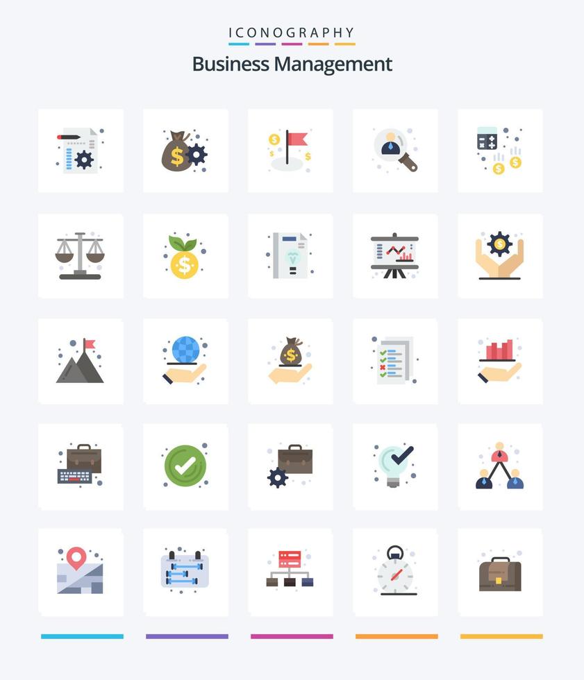 Creative Business Management 25 Flat Icon Pack wie Audit. suchen. Dollar. Benutzer. Geschäft vektor