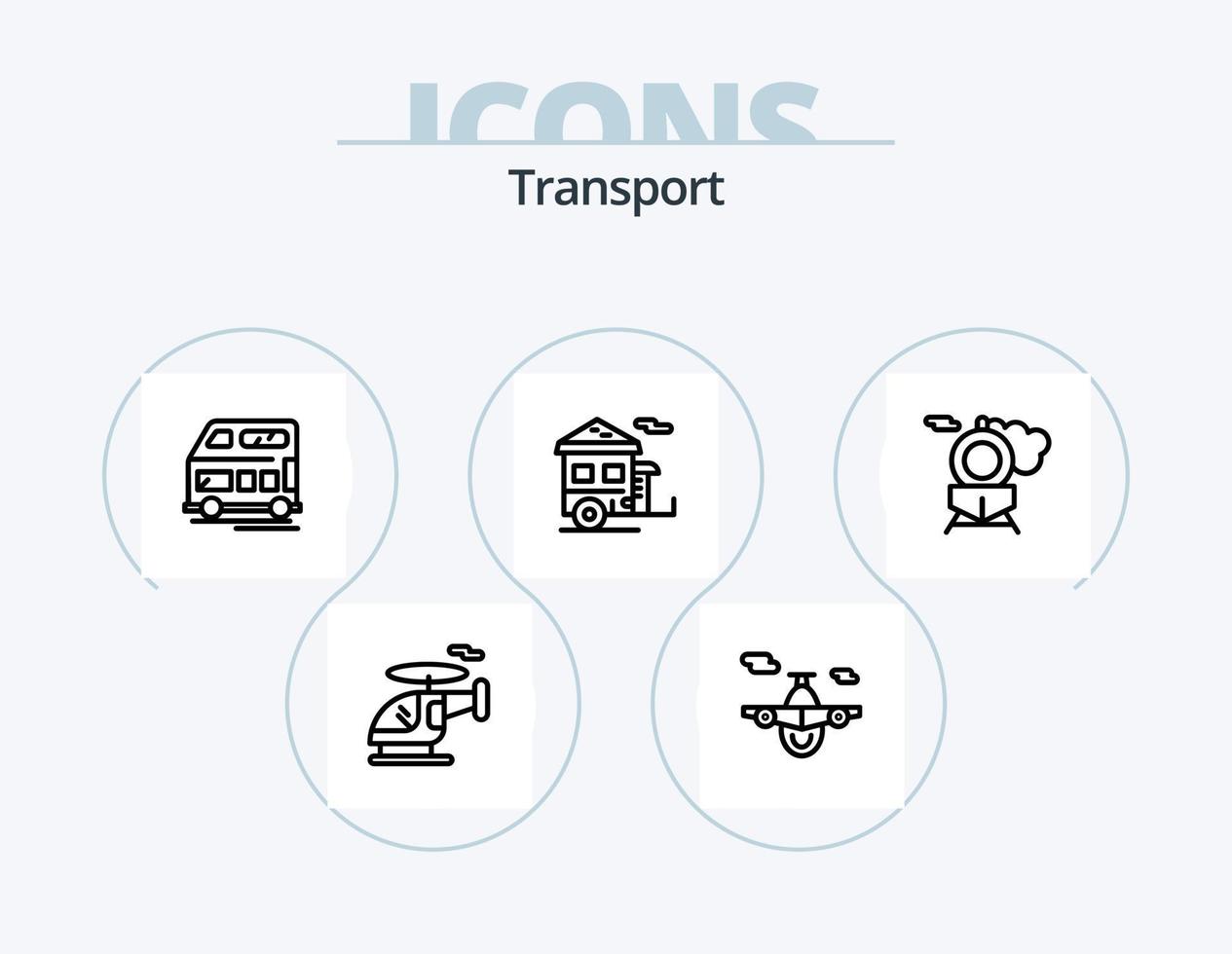 Transportlinie Icon Pack 5 Icon Design. . Zug. Transport. Patrone. Transport vektor