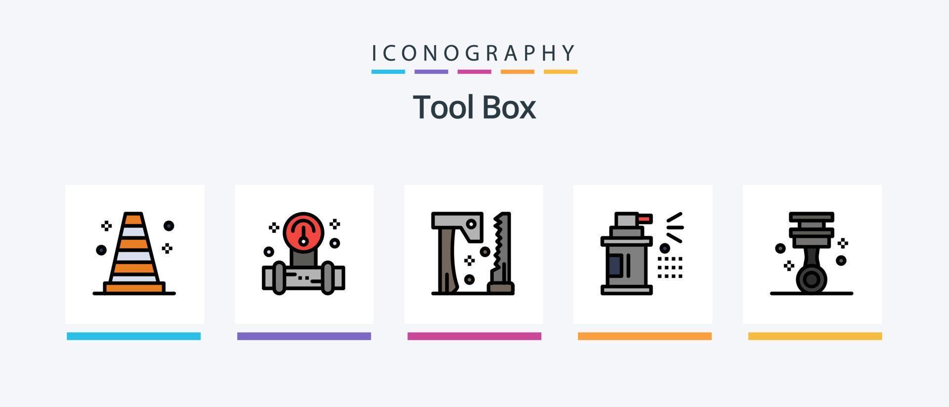 verktyg linje fylld 5 ikon packa Inklusive verktyg. verktyg. bil. instrument. konstruktion. kreativ ikoner design vektor